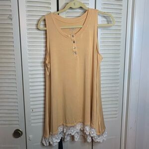 LOGO by Lori Goldstein Tan Button-Front Top